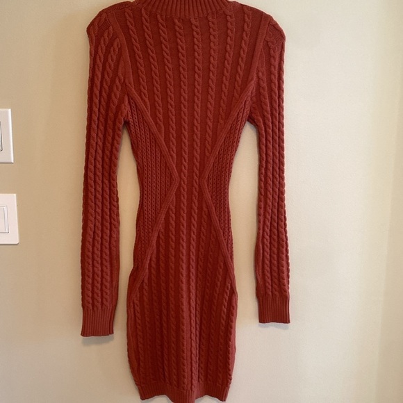 HERA Cable Sweater Dress Mock Neck Henna Orange Size *Medium - Picture 5 of 9